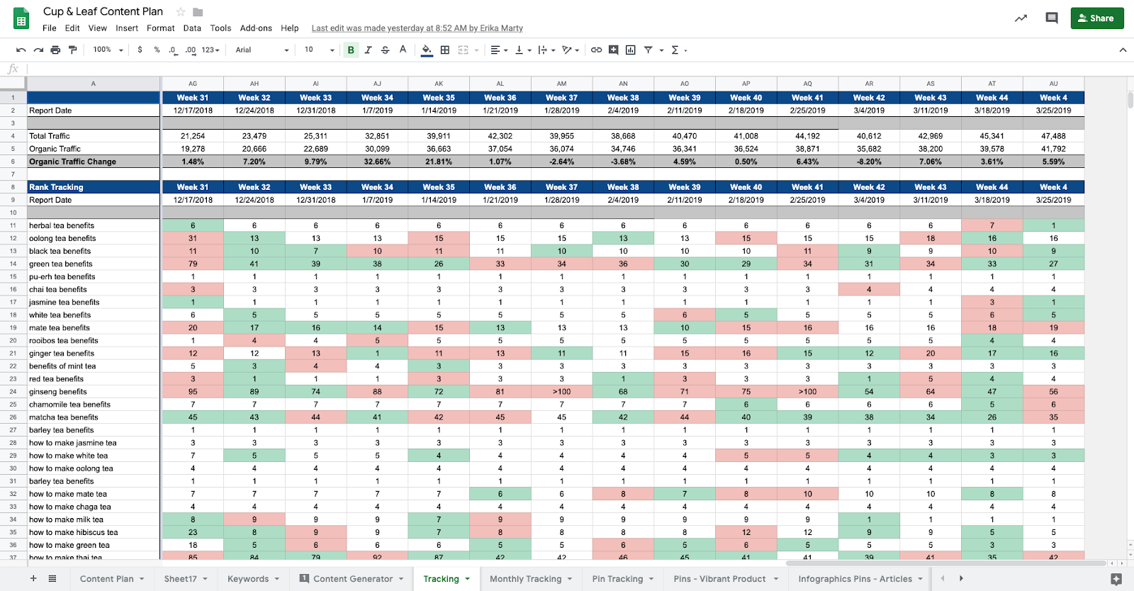 google sheets screenshot