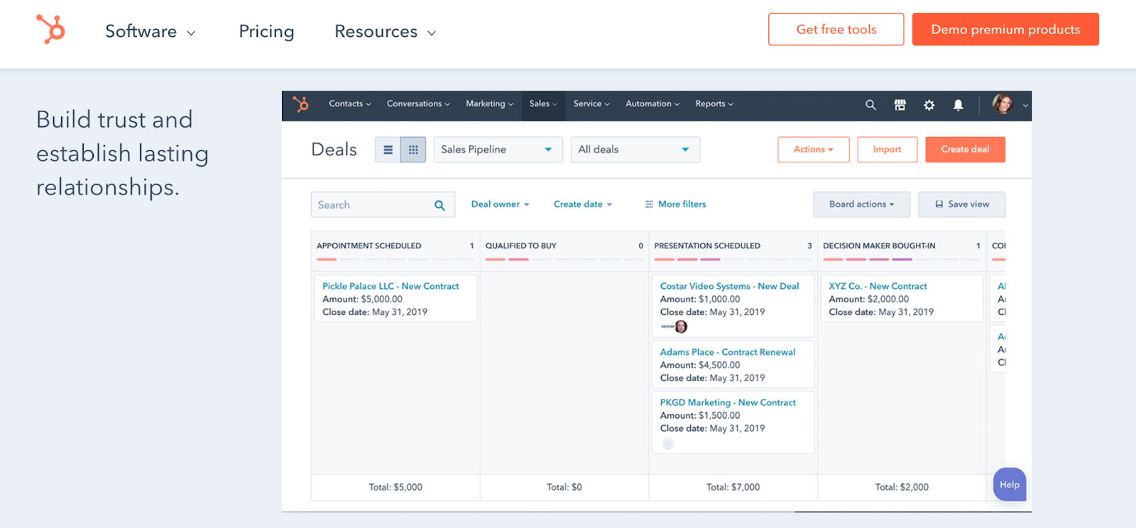 Hubspot homepage screenshot