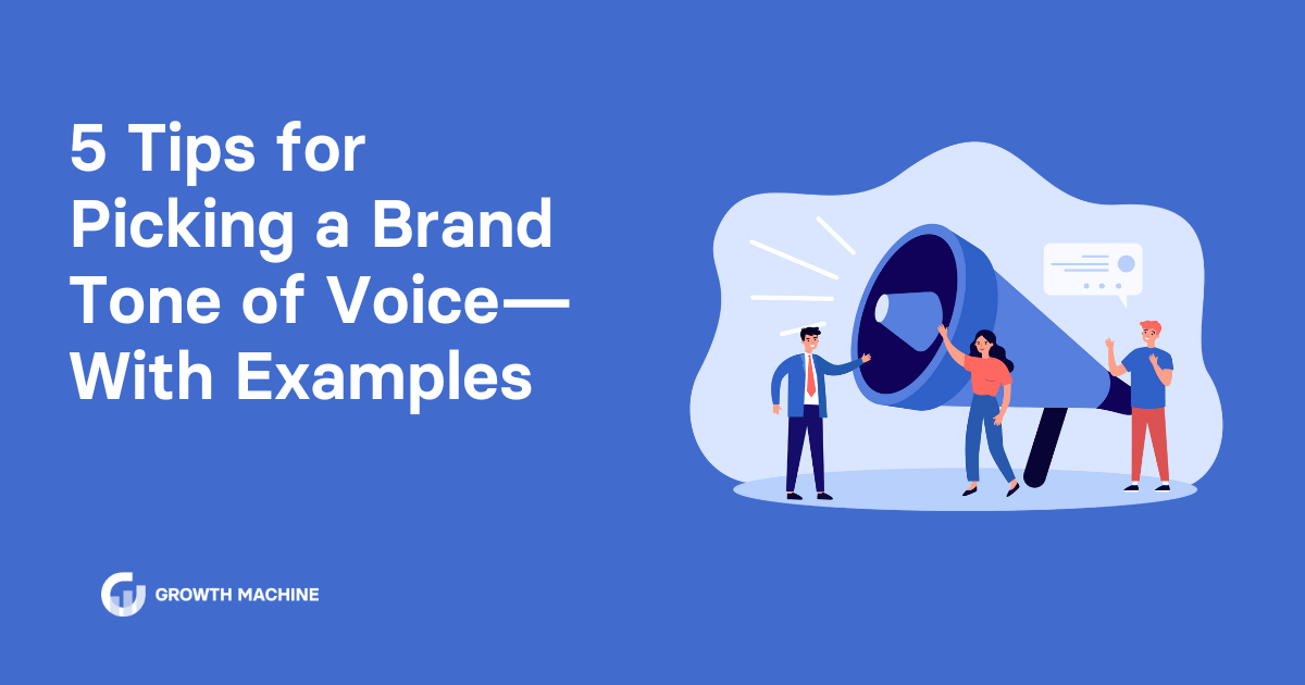 Tone of voice: Graphic of 3 workers standing by a giant megaphone