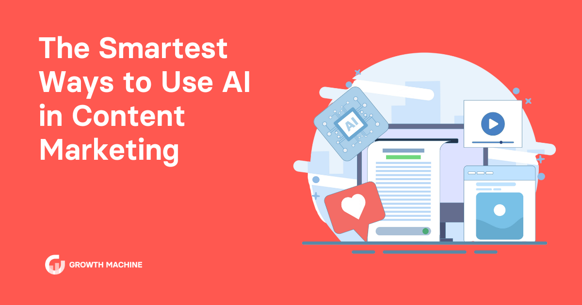 AI in content marketing: Graphic of content on a screen with heart and AI icon coming from it